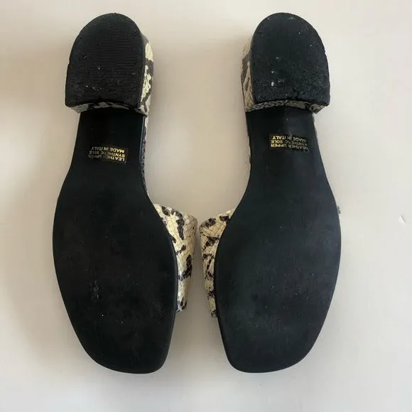 Genuine Italian snake print leather slide sandals