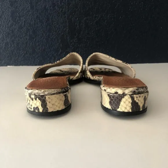 Genuine Italian snake print leather slide sandals
