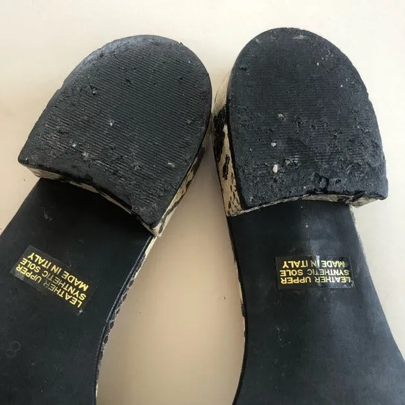 Genuine Italian snake print leather slide sandals