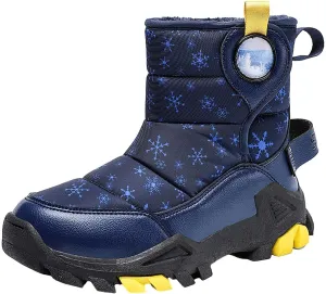 Girls Boys Winter Snow Boots Big Kids Outdoor Comfortable Non Slip Ski Shoes Furry Padded Warm Mid Calf Booties