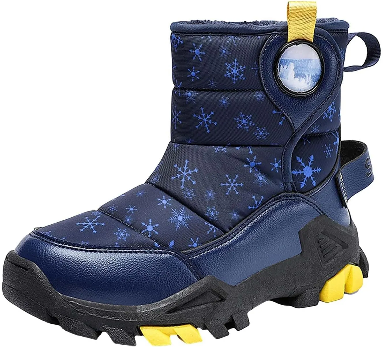 Girls Boys Winter Snow Boots Big Kids Outdoor Comfortable Non Slip Ski Shoes Furry Padded Warm Mid Calf Booties
