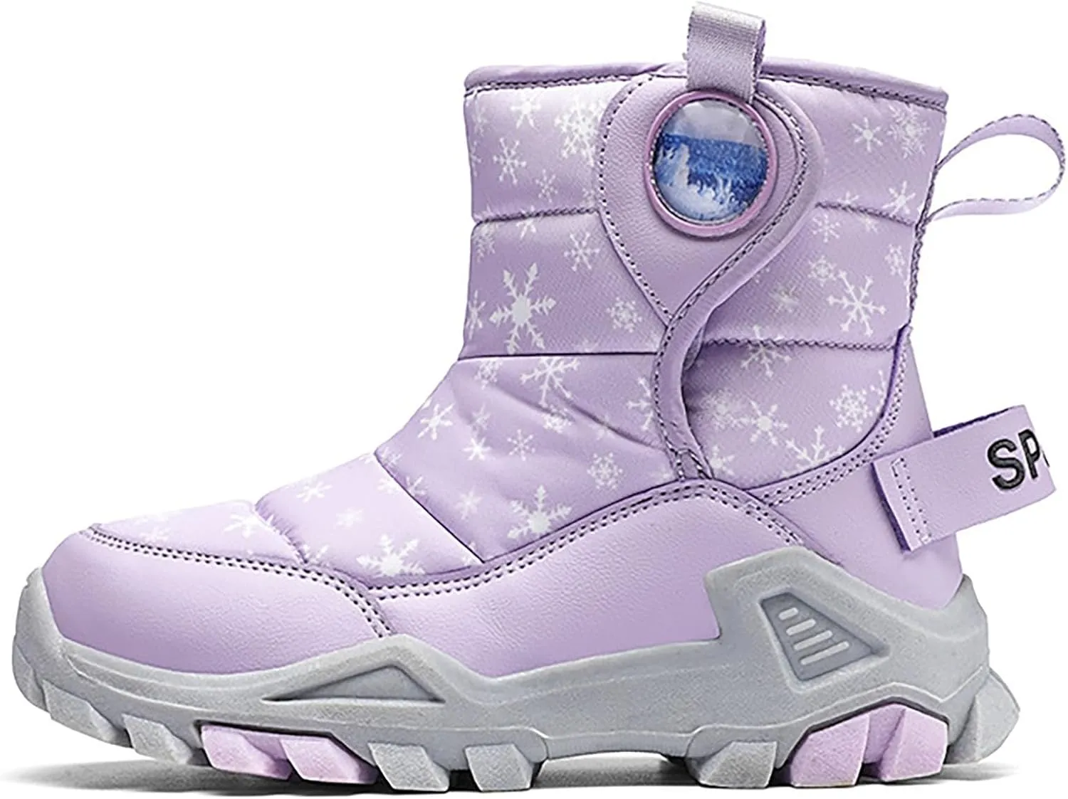 Girls Boys Winter Snow Boots Big Kids Outdoor Comfortable Non Slip Ski Shoes Furry Padded Warm Mid Calf Booties