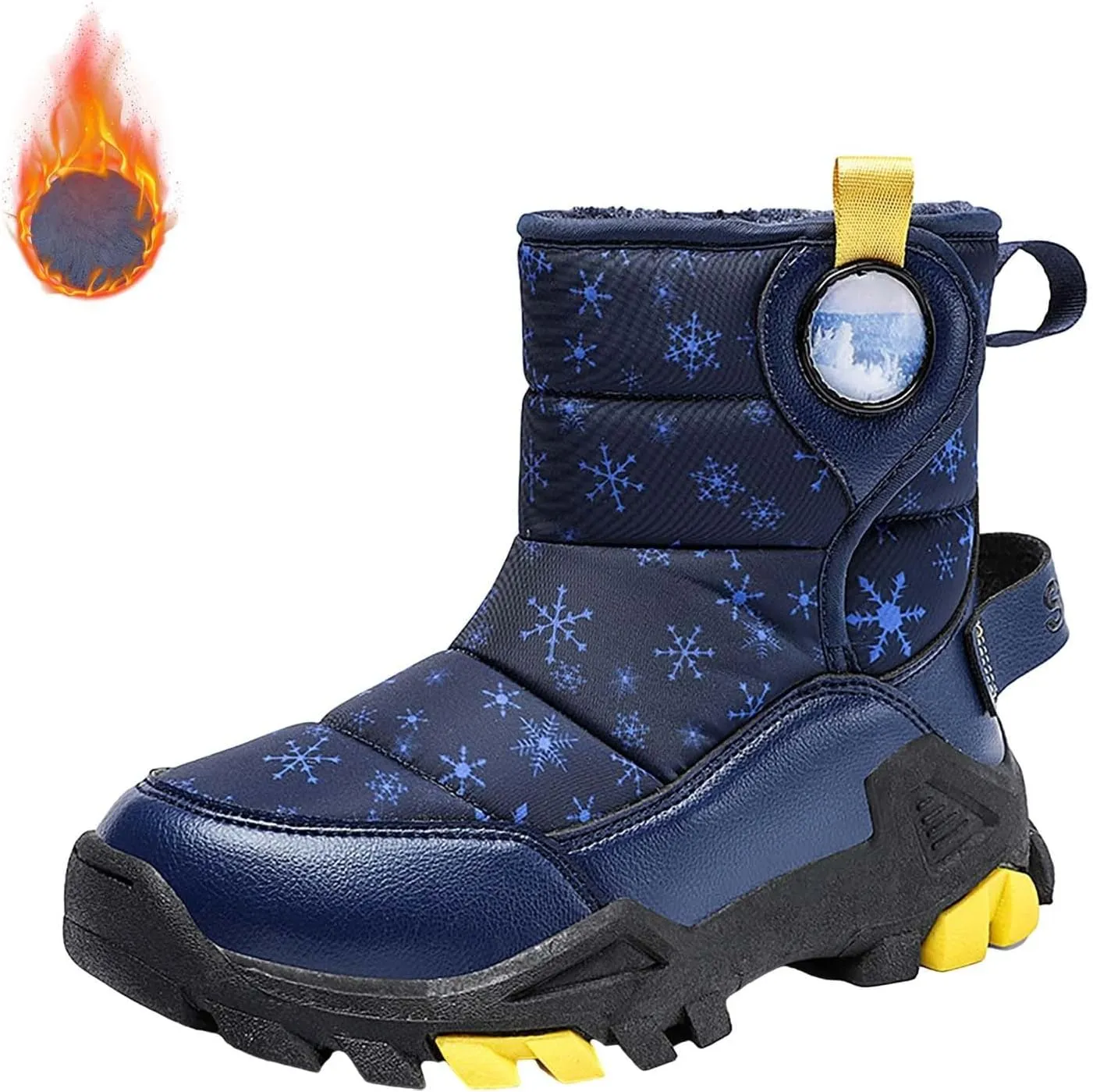 Girls Boys Winter Snow Boots Big Kids Outdoor Comfortable Non Slip Ski Shoes Furry Padded Warm Mid Calf Booties