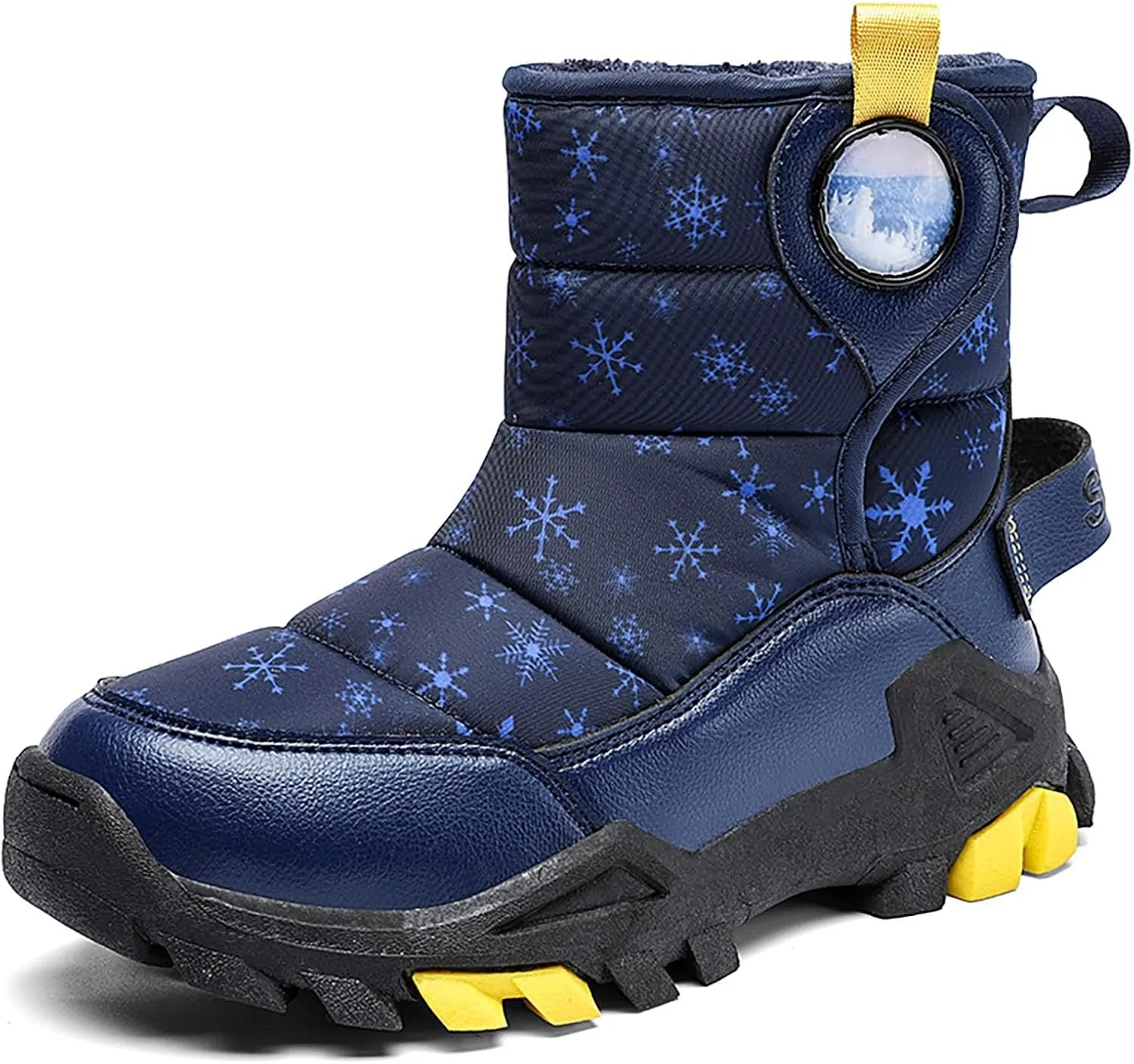 Girls Boys Winter Snow Boots Big Kids Outdoor Comfortable Non Slip Ski Shoes Furry Padded Warm Mid Calf Booties