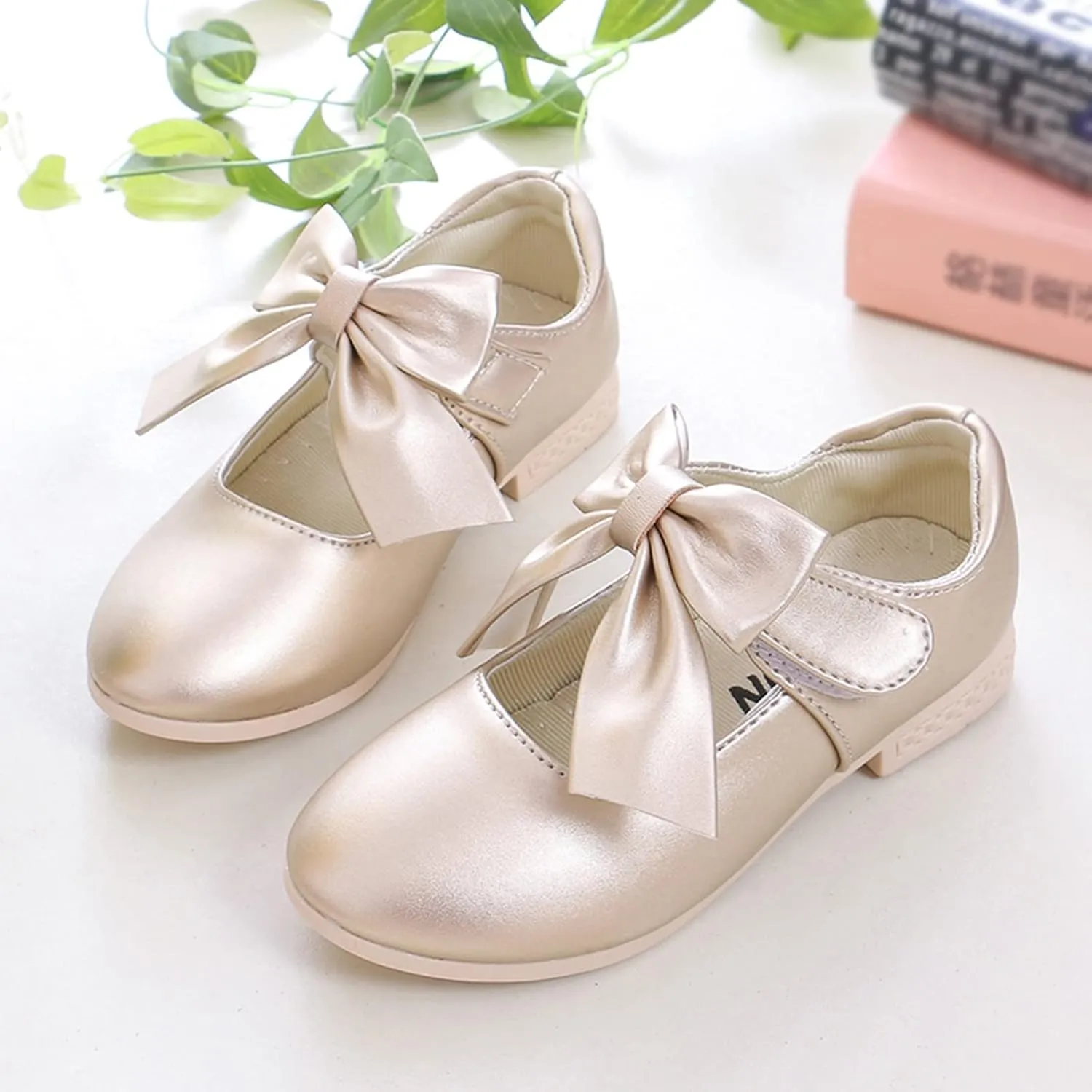 Girls Mary Jane Dress Shoes Bows Flower Girl Wedding Church Shoes Low Heels Toddler Little Kids Pump Shoes