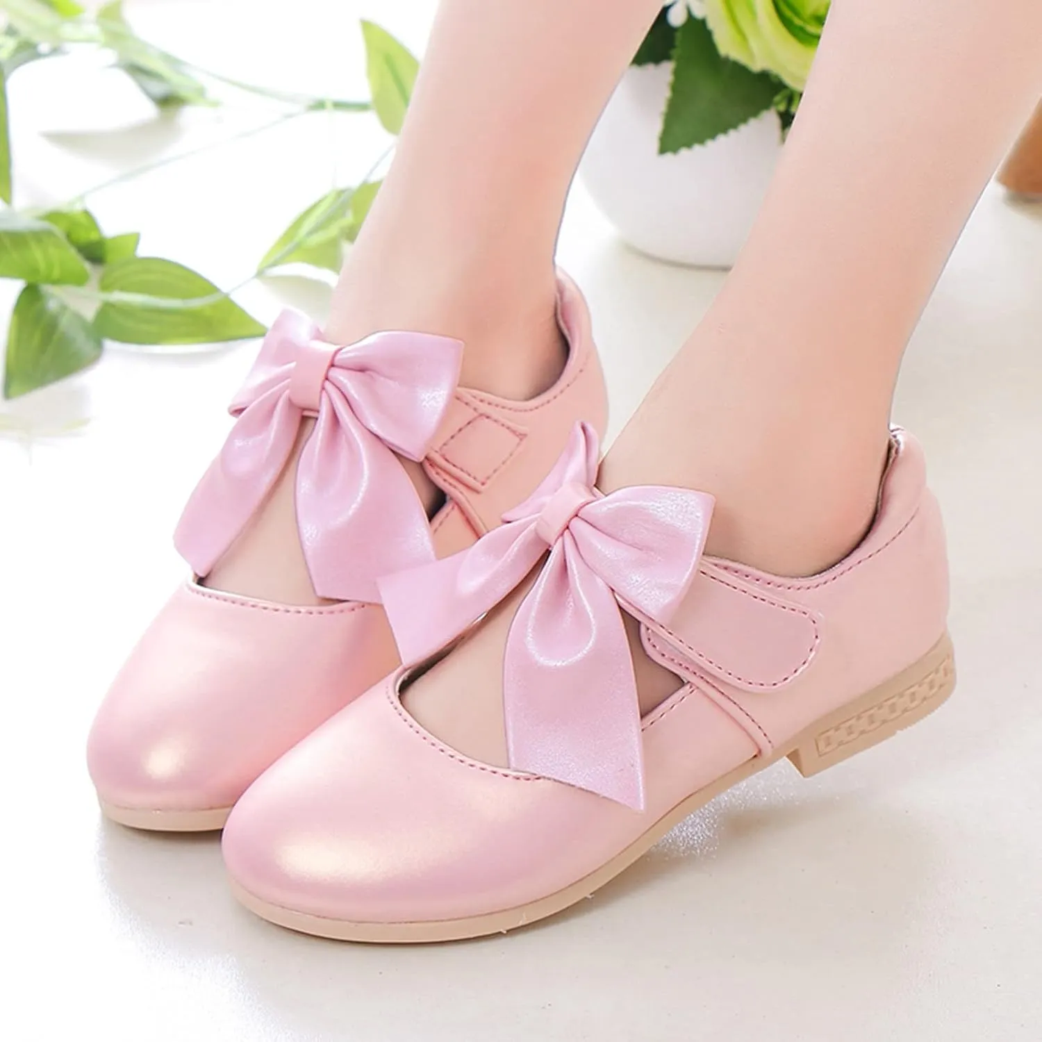 Girls Mary Jane Dress Shoes Bows Low Heels Flower Girl Wedding Church Shoes Toddler Little Kids Pump Shoes