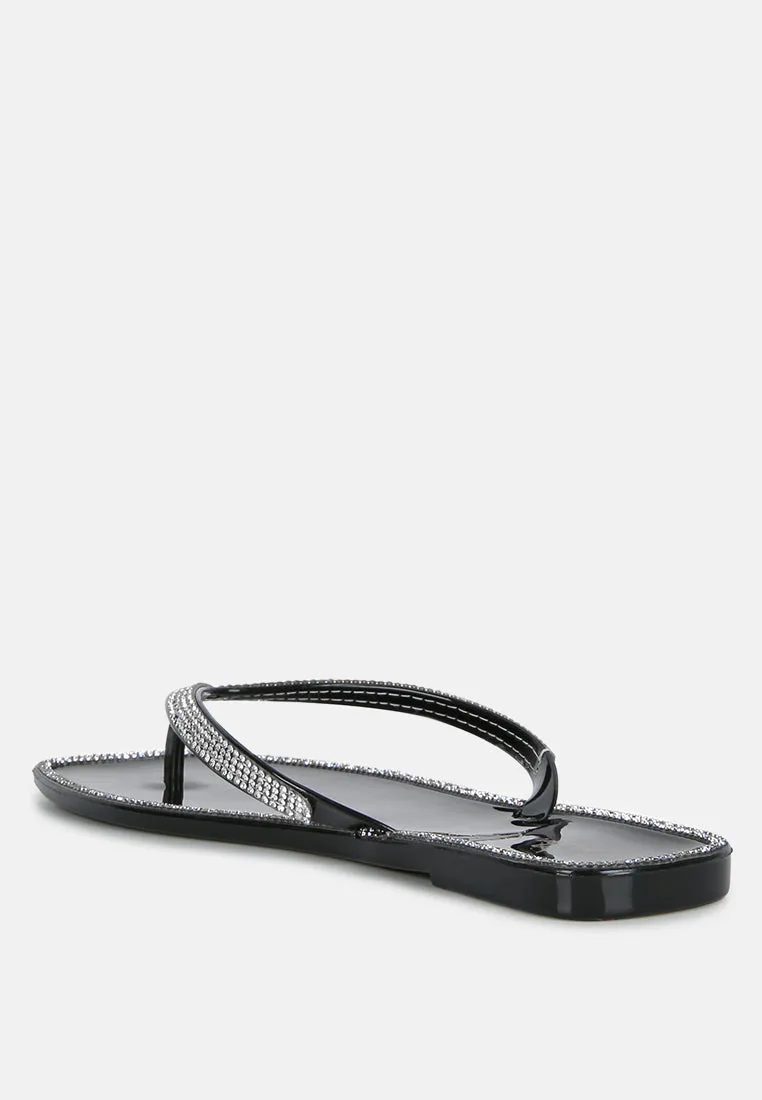 Golightly Diamante Stud Detail Thong Flats by London Rag