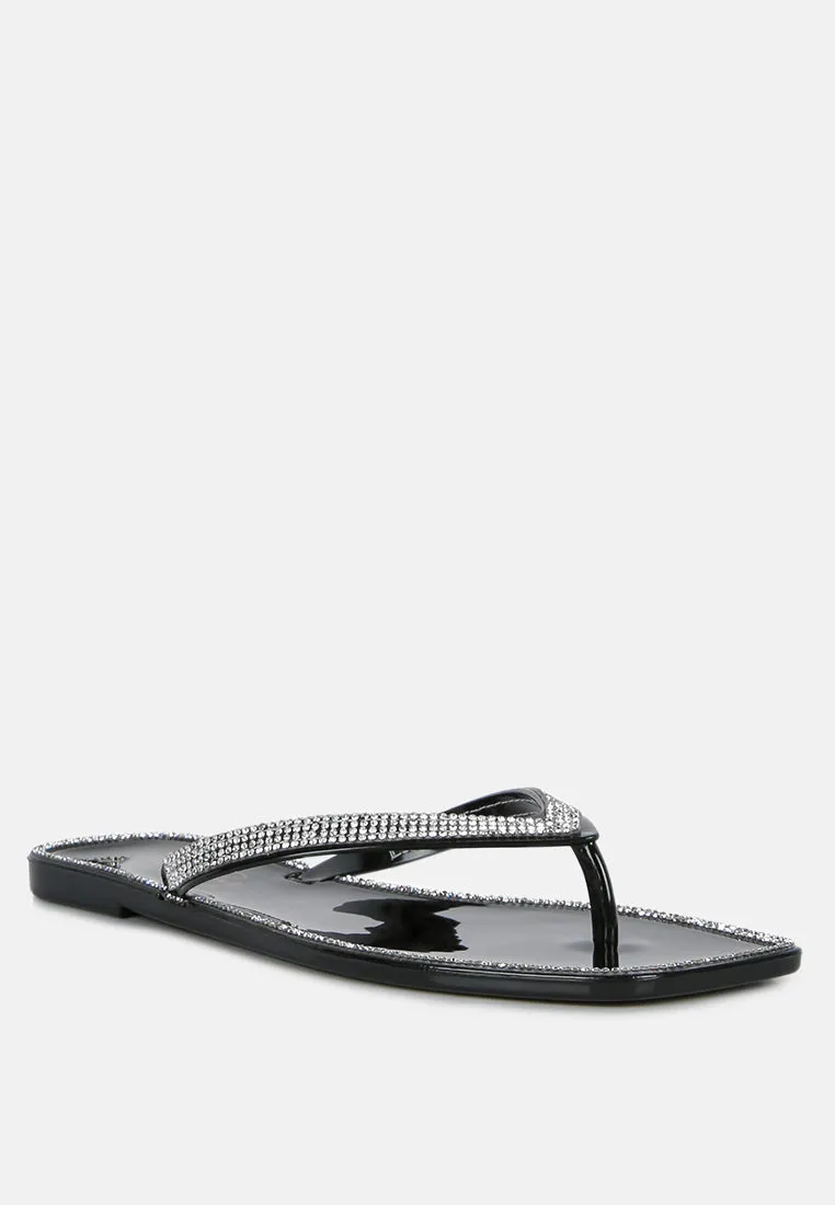 Golightly Diamante Stud Detail Thong Flats by London Rag
