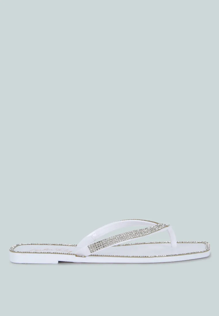 Golightly Diamante Stud Detail Thong Flats by London Rag