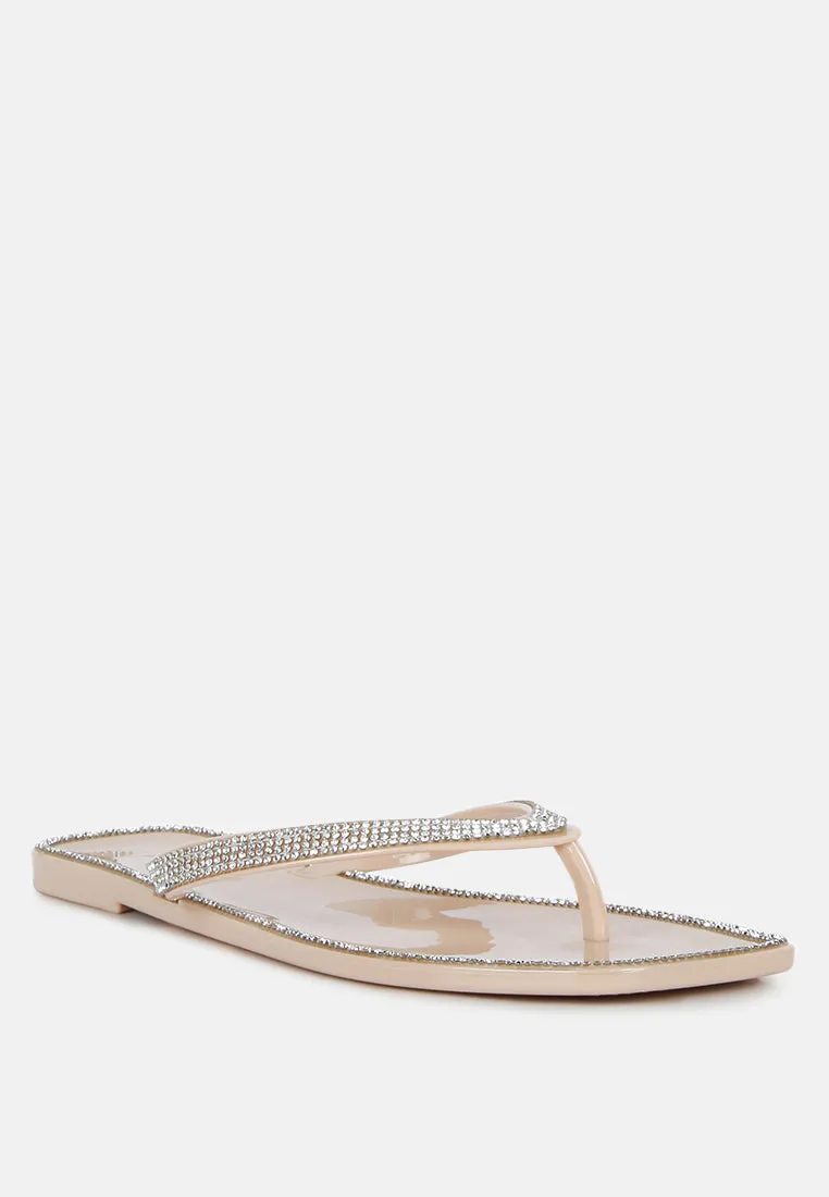 Golightly Diamante Stud Detail Thong Flats by London Rag