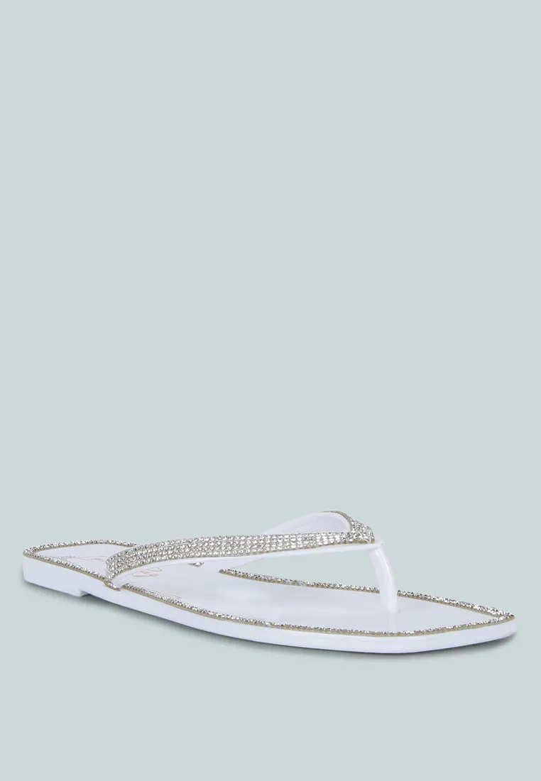 Golightly Diamante Stud Detail Thong Flats by London Rag