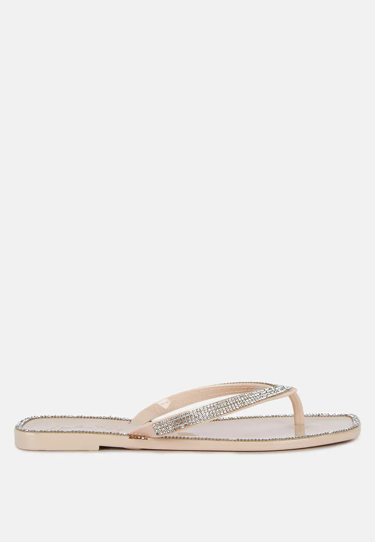 Golightly Diamante Stud Detail Thong Flats by London Rag