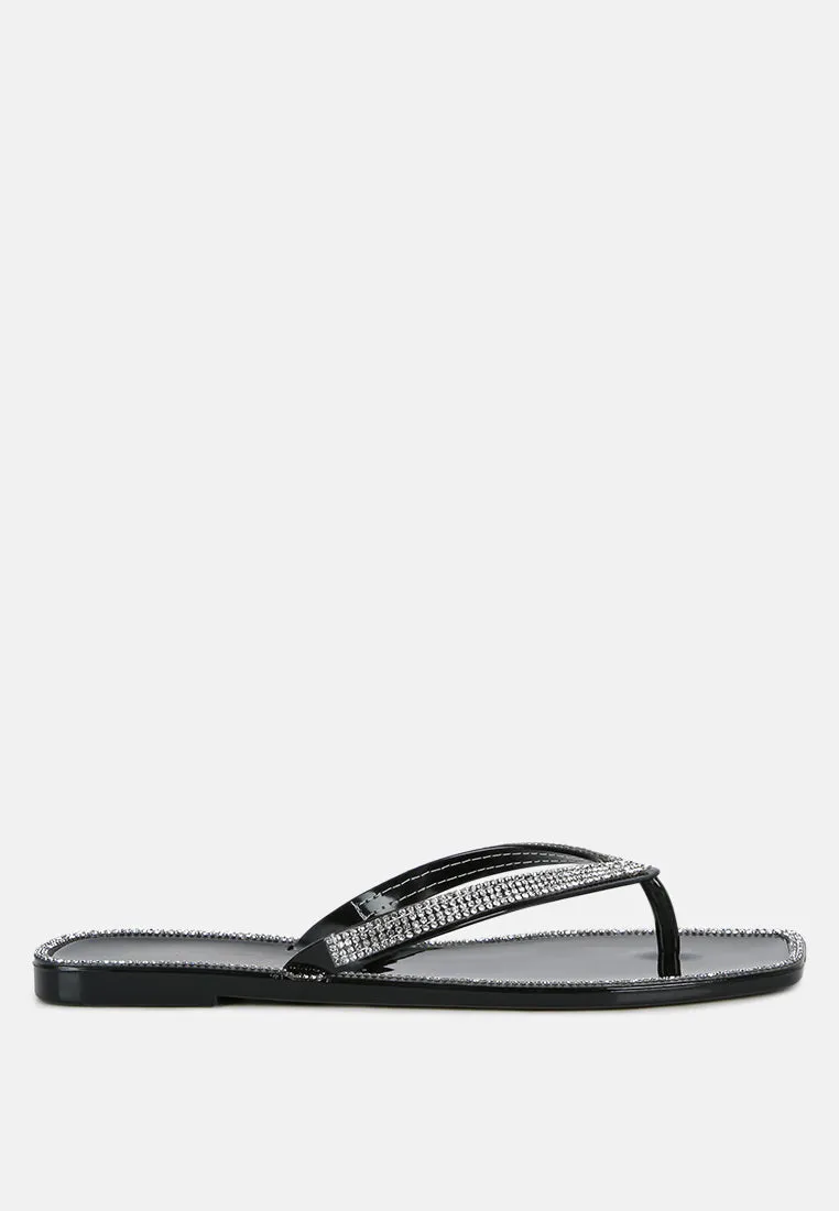 Golightly Diamante Stud Detail Thong Flats by London Rag
