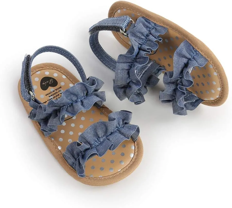 Infant Baby Boys Girls Sandals Summer Baby Wedding Dress Flat Shoes Newborn Crib Shoes First Walkers Prewalkers Shoes