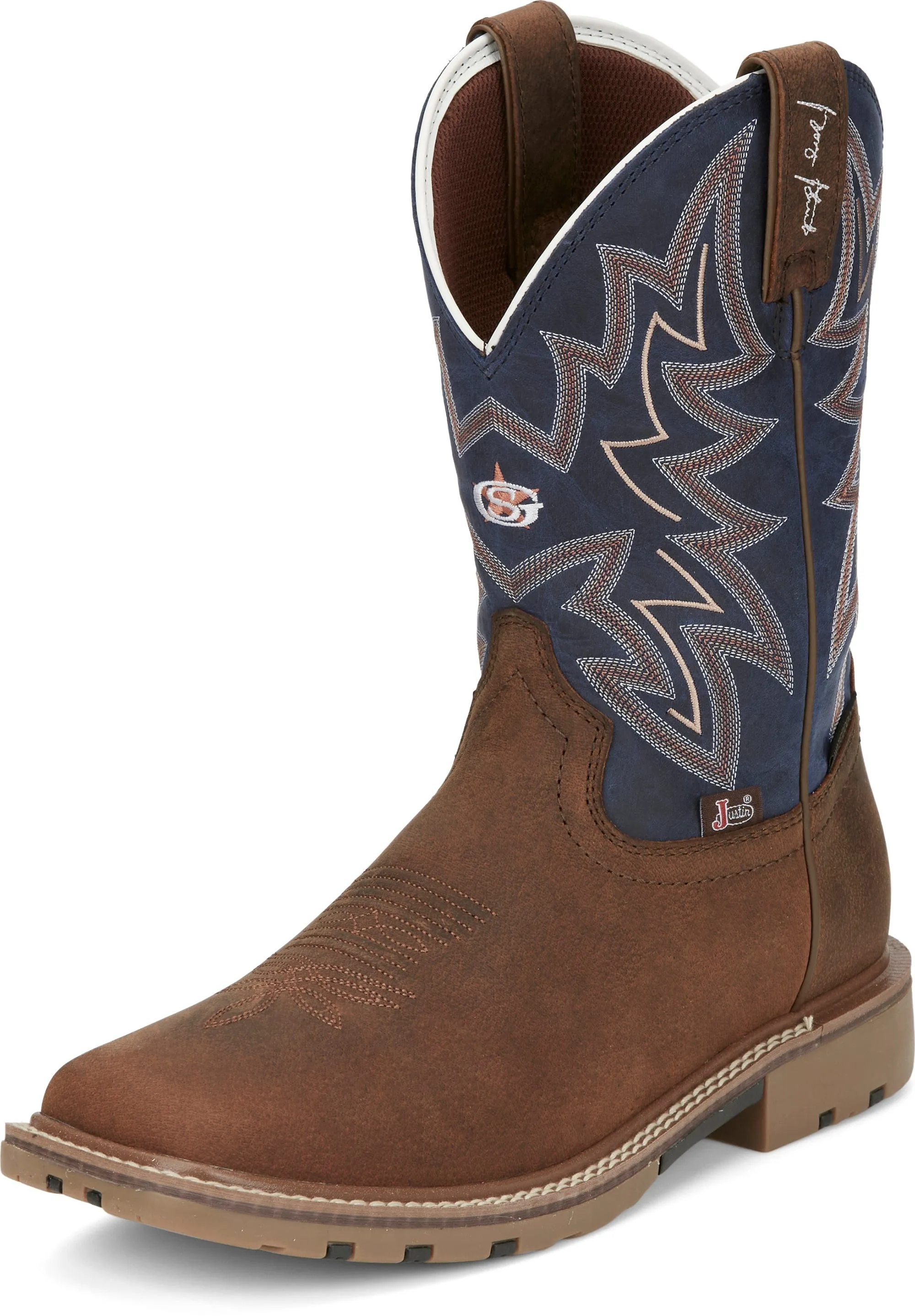 Justin Men's Dusty Cedar Brown Waterproof Western Work Boots GR9063