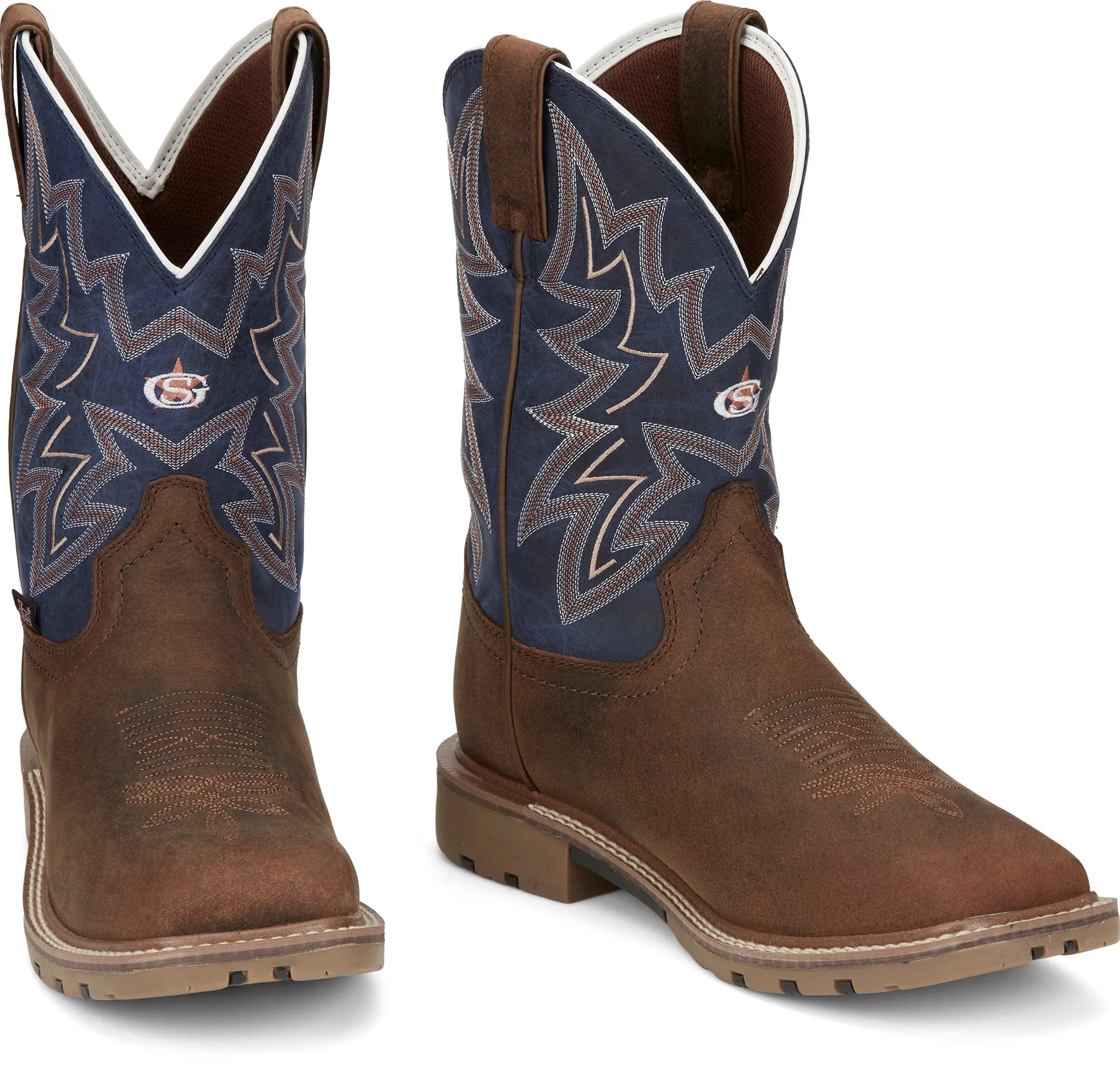 Justin Men's Dusty Cedar Brown Waterproof Western Work Boots GR9063