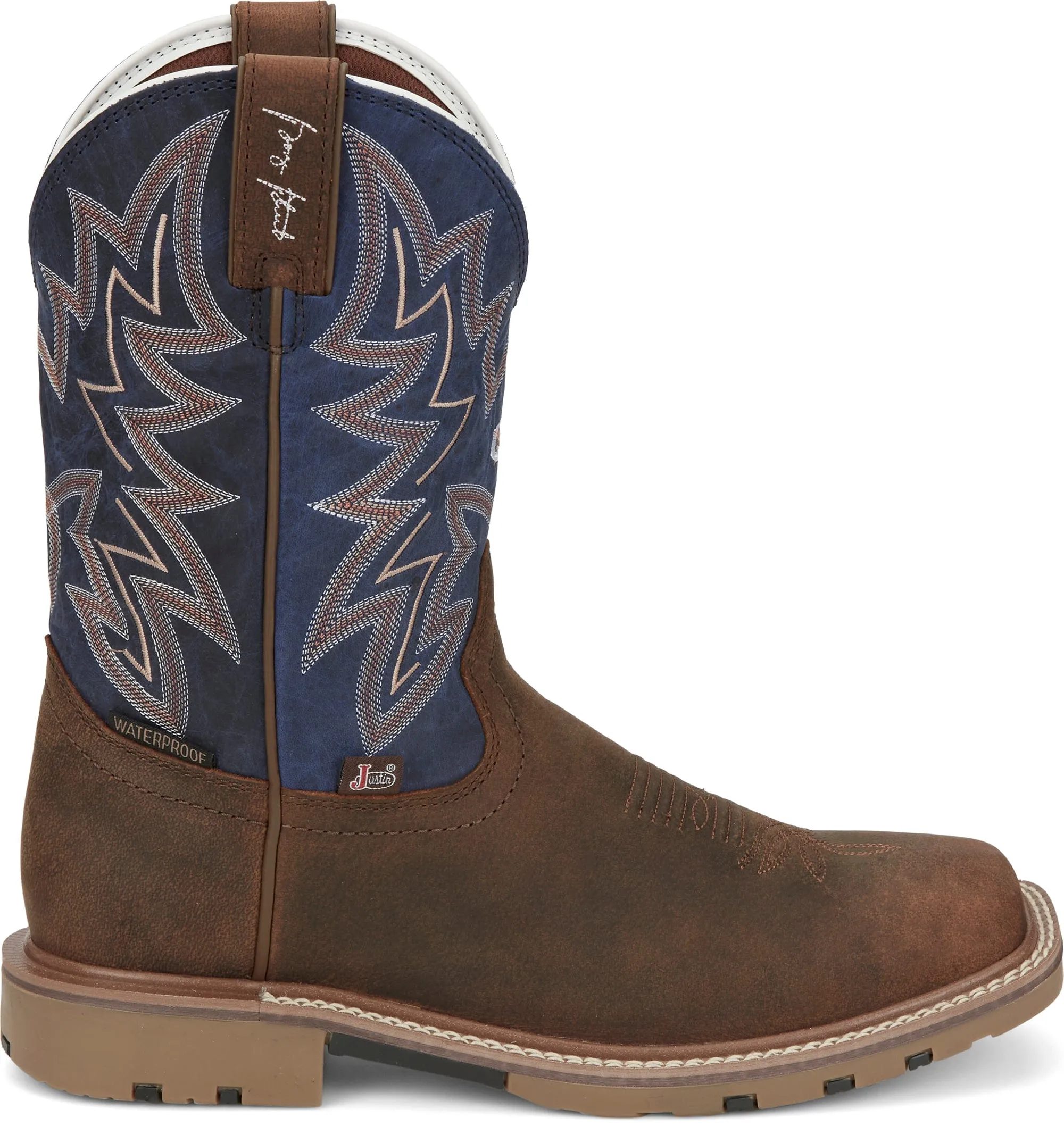 Justin Men's Dusty Cedar Brown Waterproof Western Work Boots GR9063