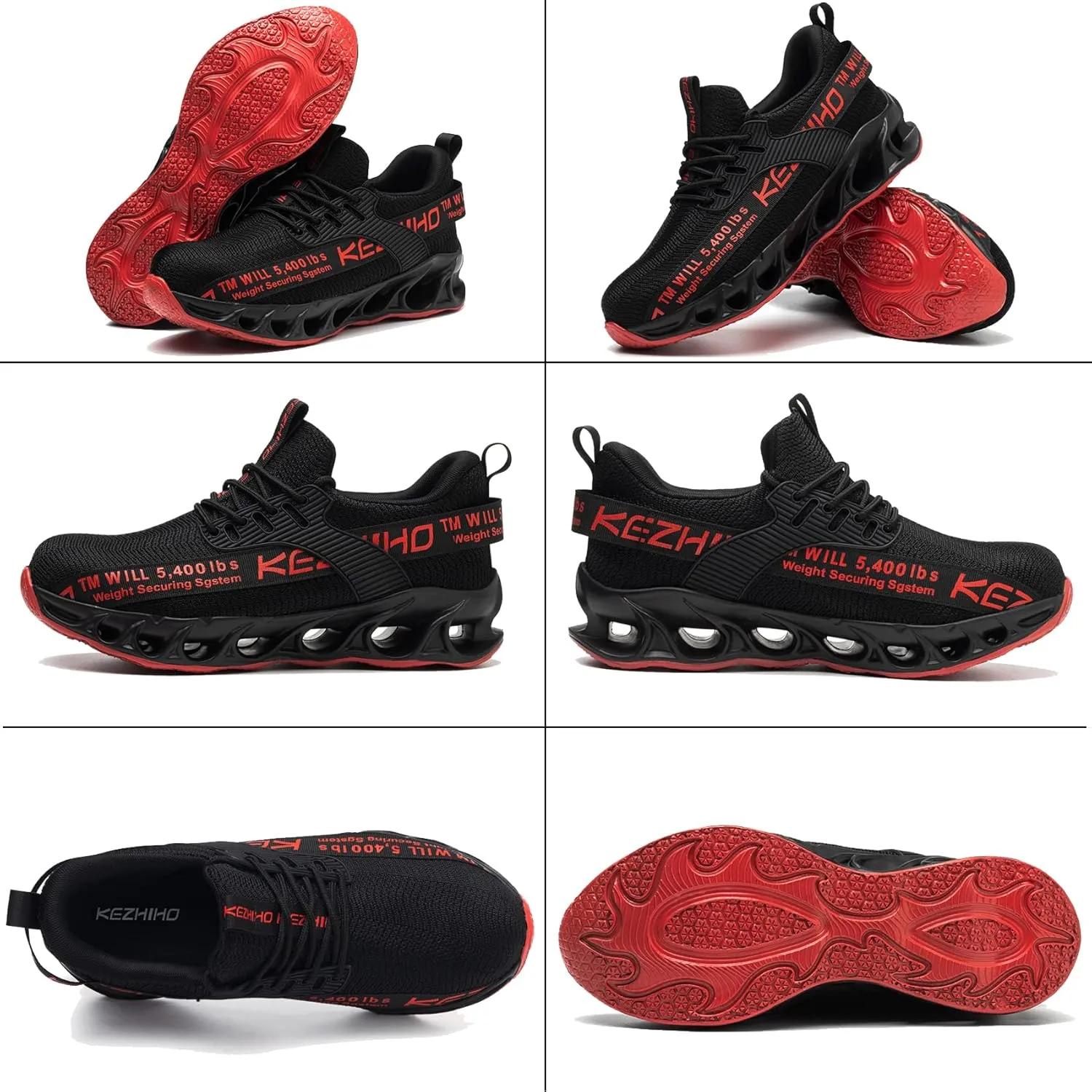 Kezhiho Steel Toe Shoes for Men Lightweight Comfortable Breathable Work Shoes Puncture Proof Slip Resistant Fashion Sneakers Indestructible Construction Industrial Safety Shoes