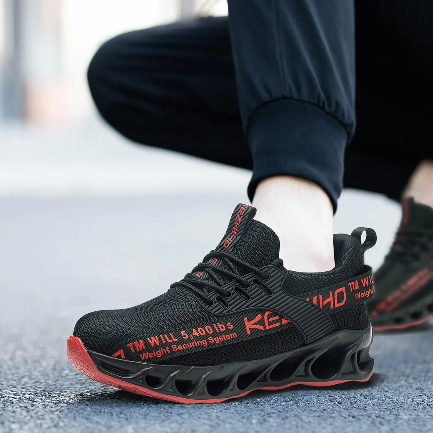 Kezhiho Steel Toe Shoes for Men Lightweight Comfortable Breathable Work Shoes Puncture Proof Slip Resistant Fashion Sneakers Indestructible Construction Industrial Safety Shoes
