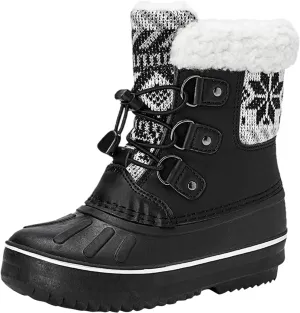 Kids Snow Boots Girls Boys Outdoor Plus Velvet Warm Ski Shoes Toddler Water Proof Anti-slip Mid Calf Booties