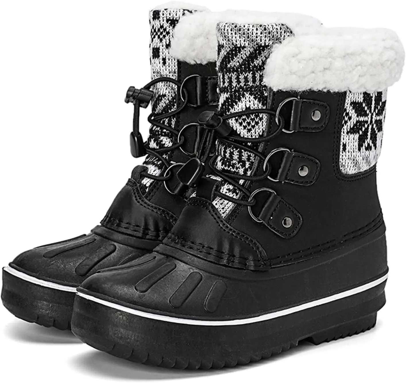 Kids Snow Boots Girls Boys Outdoor Plus Velvet Warm Ski Shoes Toddler Water Proof Anti-slip Mid Calf Booties
