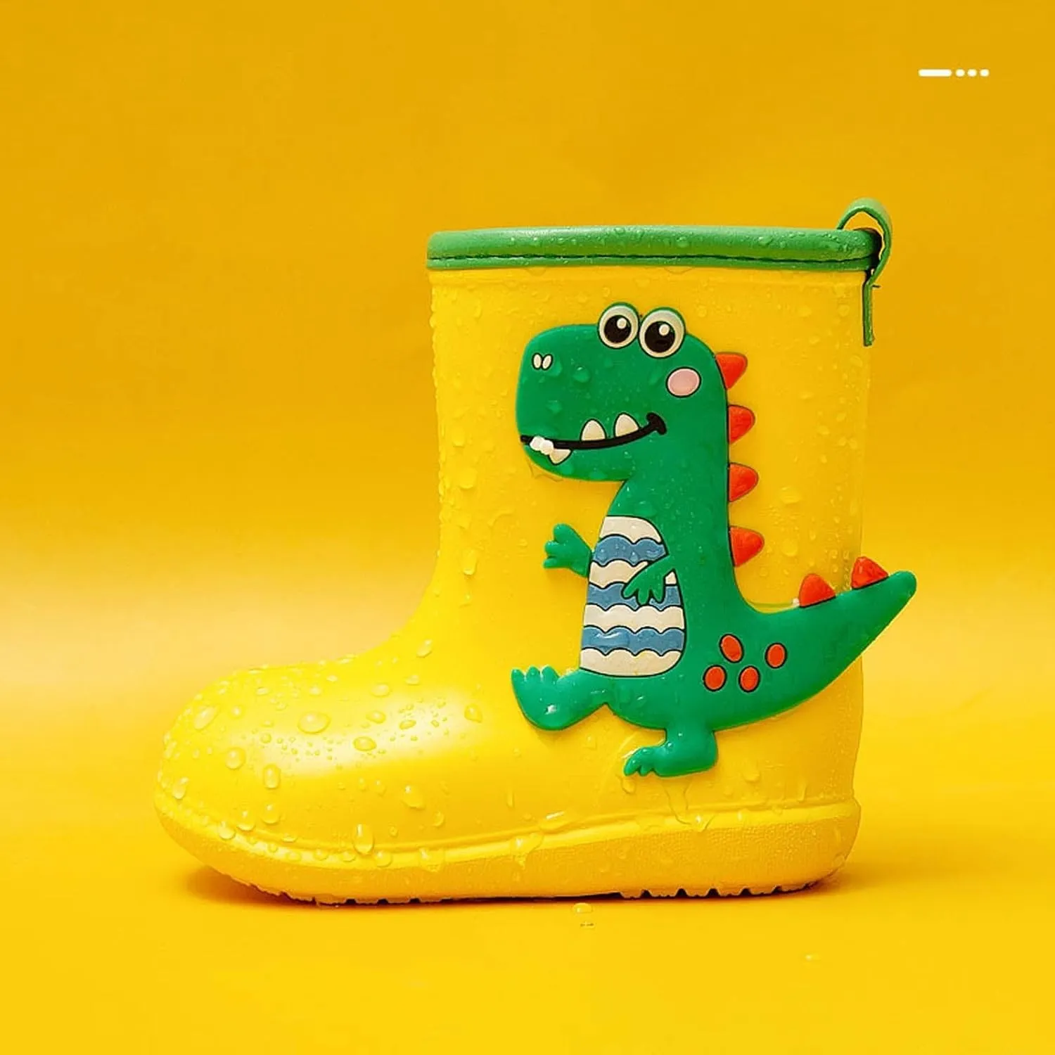 Kids Waterproof Rain Boots Toddler Rubber Sole Cute 3D Dinosaur Pull On Rainboots Boys Girls Soft Water Shoes
