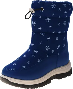 Kids Winter Thick Snowflake Snow Boots Boys Girls Soles Non Slip Mid Calf Booties Big Child Warm Hiking Shoes