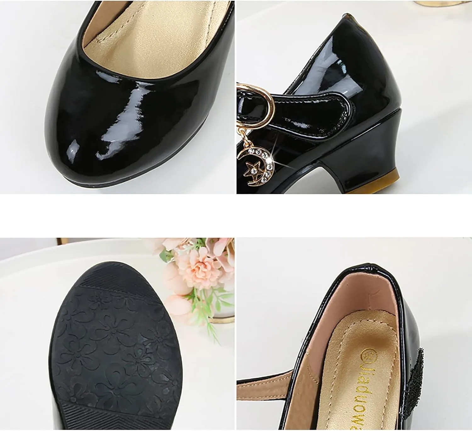Low Heels Dress Shoes for Girls Mary Jane Flower Girl Shoes Princess Wedding Pary School Performance Shoes