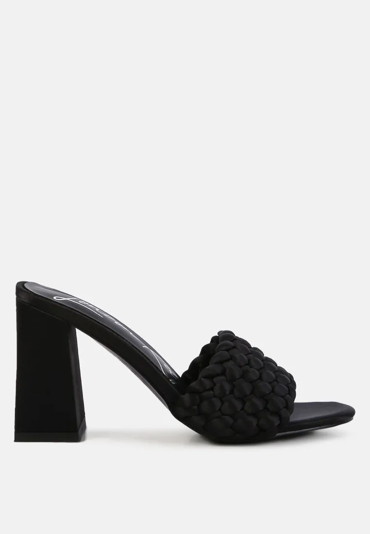 Lust Look Braided Satin Block Sandals by London Rag