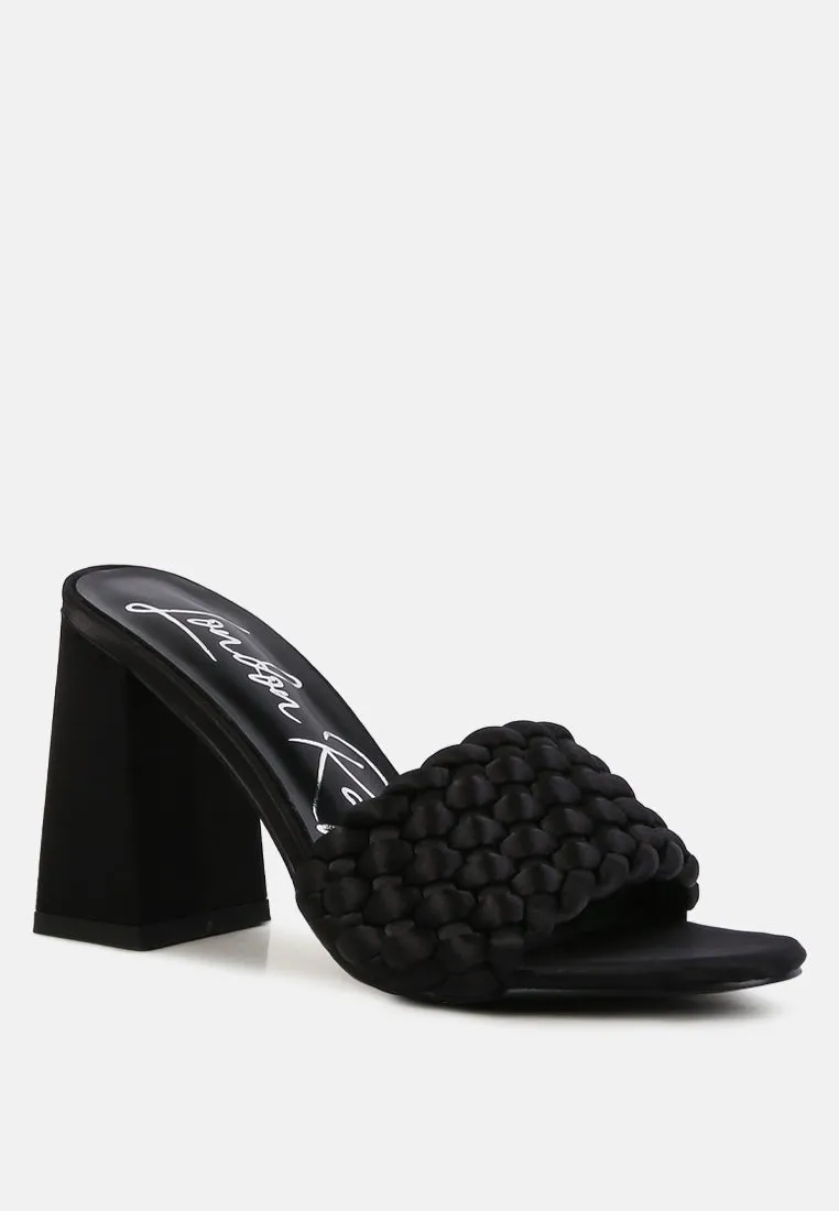 Lust Look Braided Satin Block Sandals by London Rag