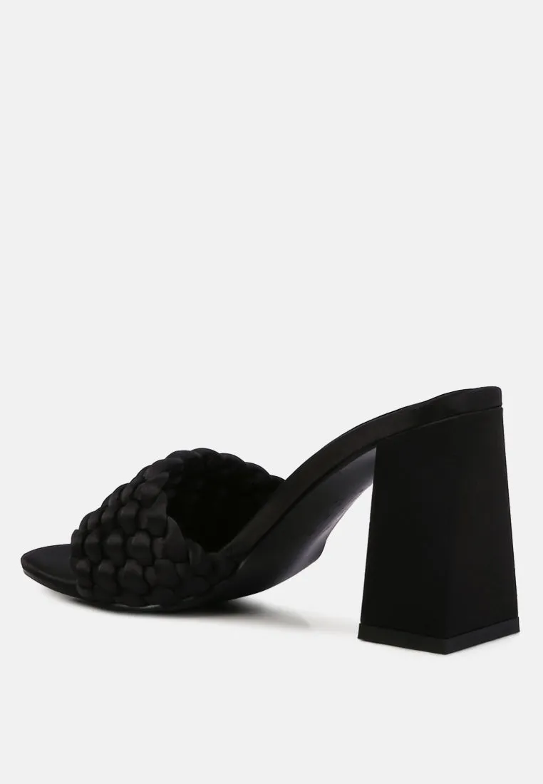 Lust Look Braided Satin Block Sandals by London Rag