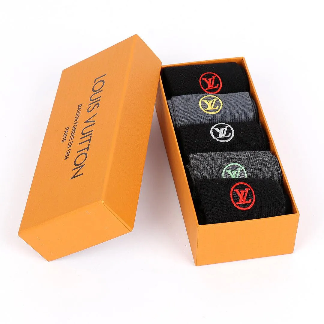 LV Paris Executive Monogram Logo Designed Cotton Socks