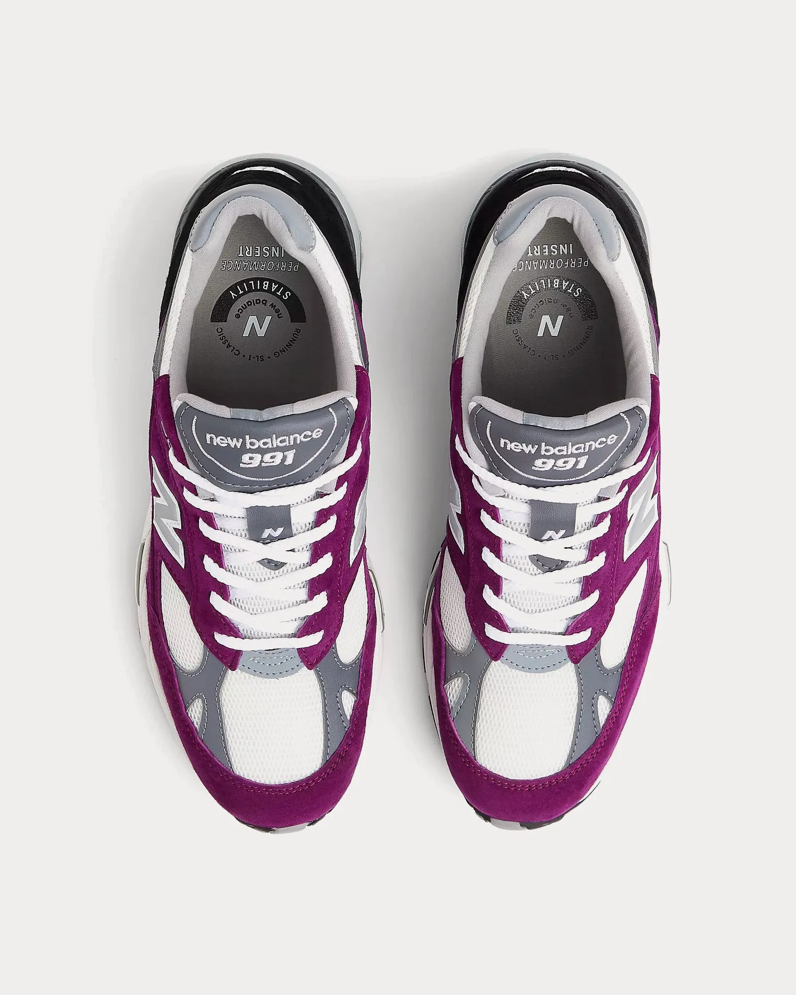 MADE in UK 991v1 Bright Renaissance Grape Juice / Alloy / Black Low Top Sneakers