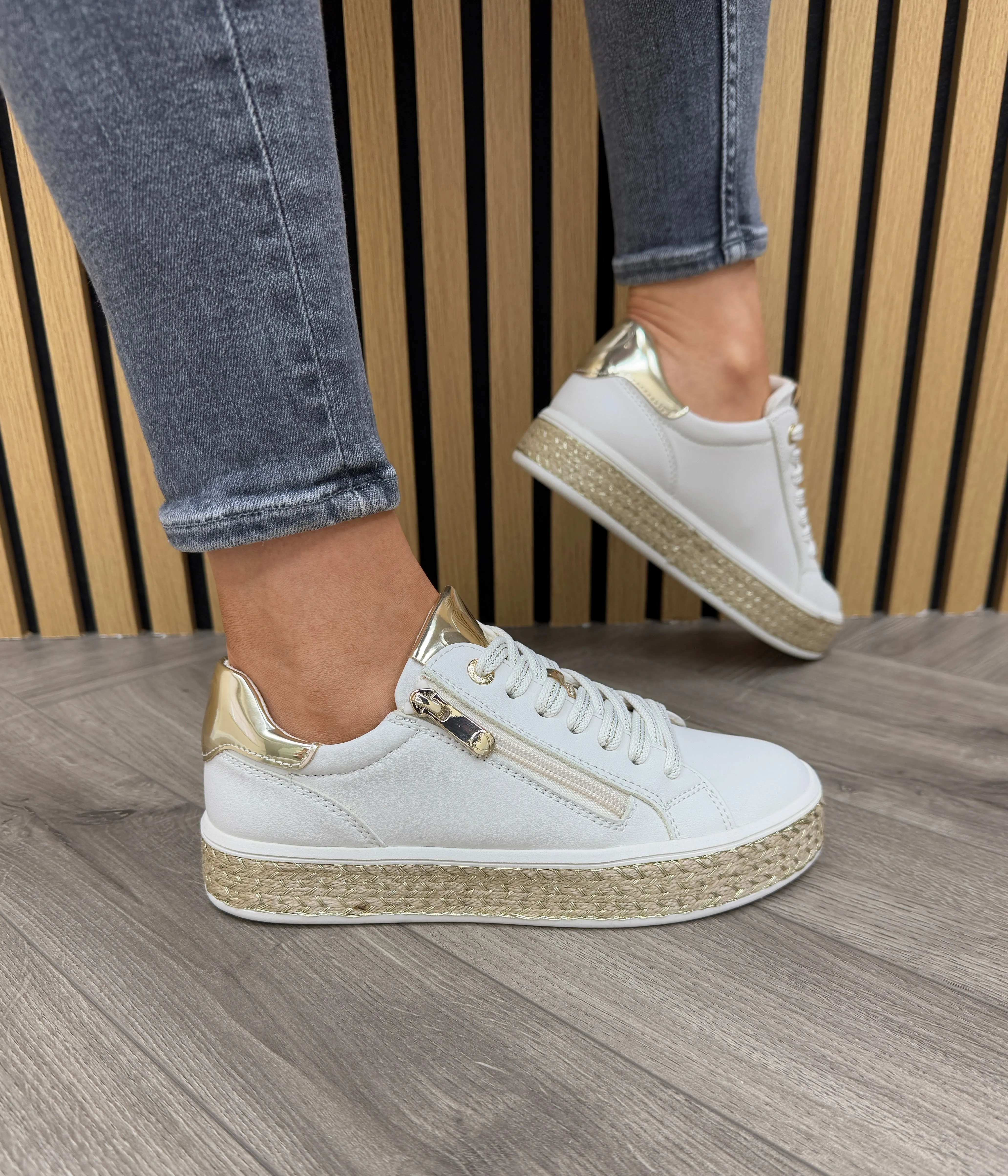 Marco Tozzi (SS25) Trainer With Espadrille Sole 23715 - Cream Comb (MT15)