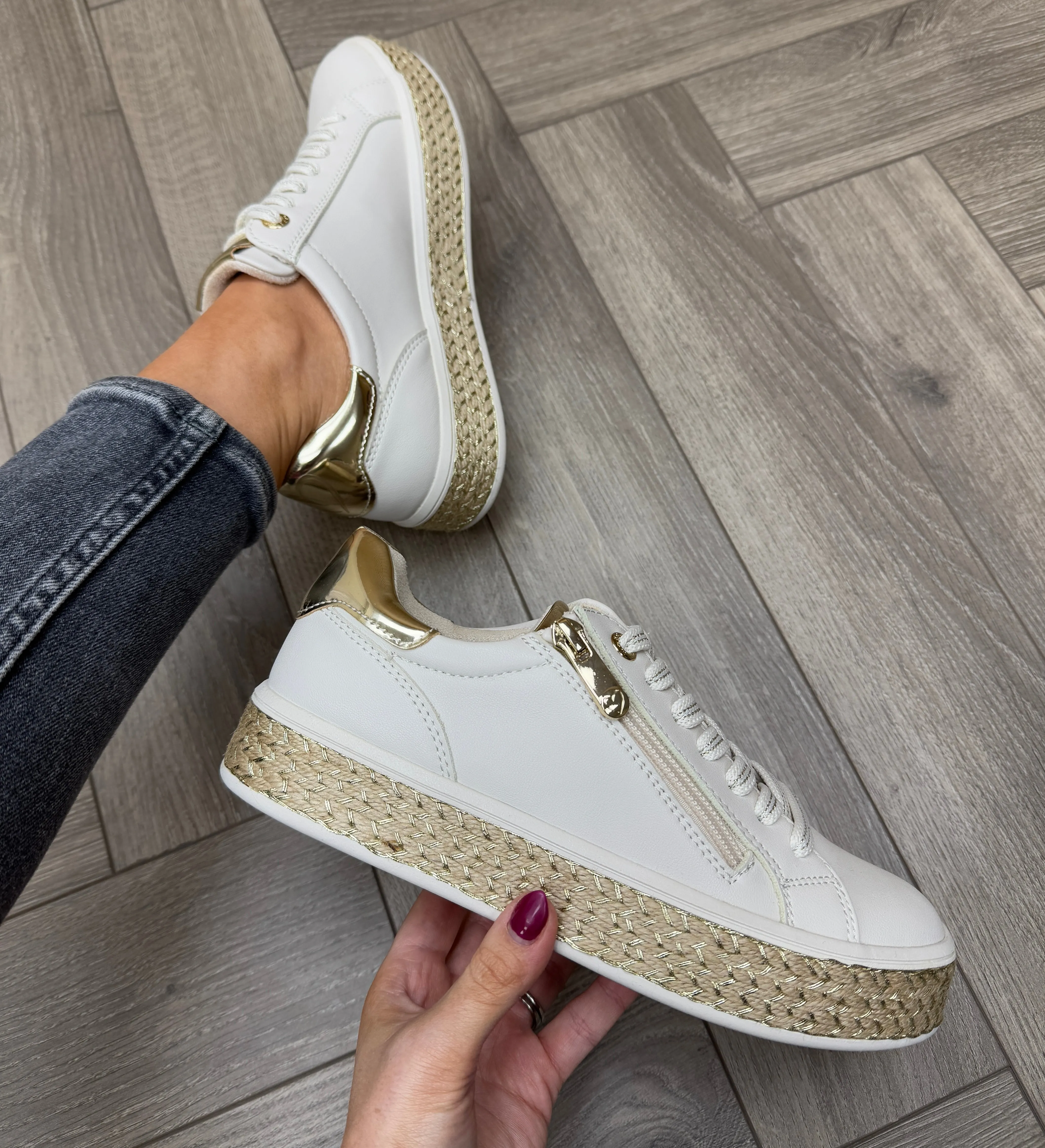 Marco Tozzi (SS25) Trainer With Espadrille Sole 23715 - Cream Comb (MT15)