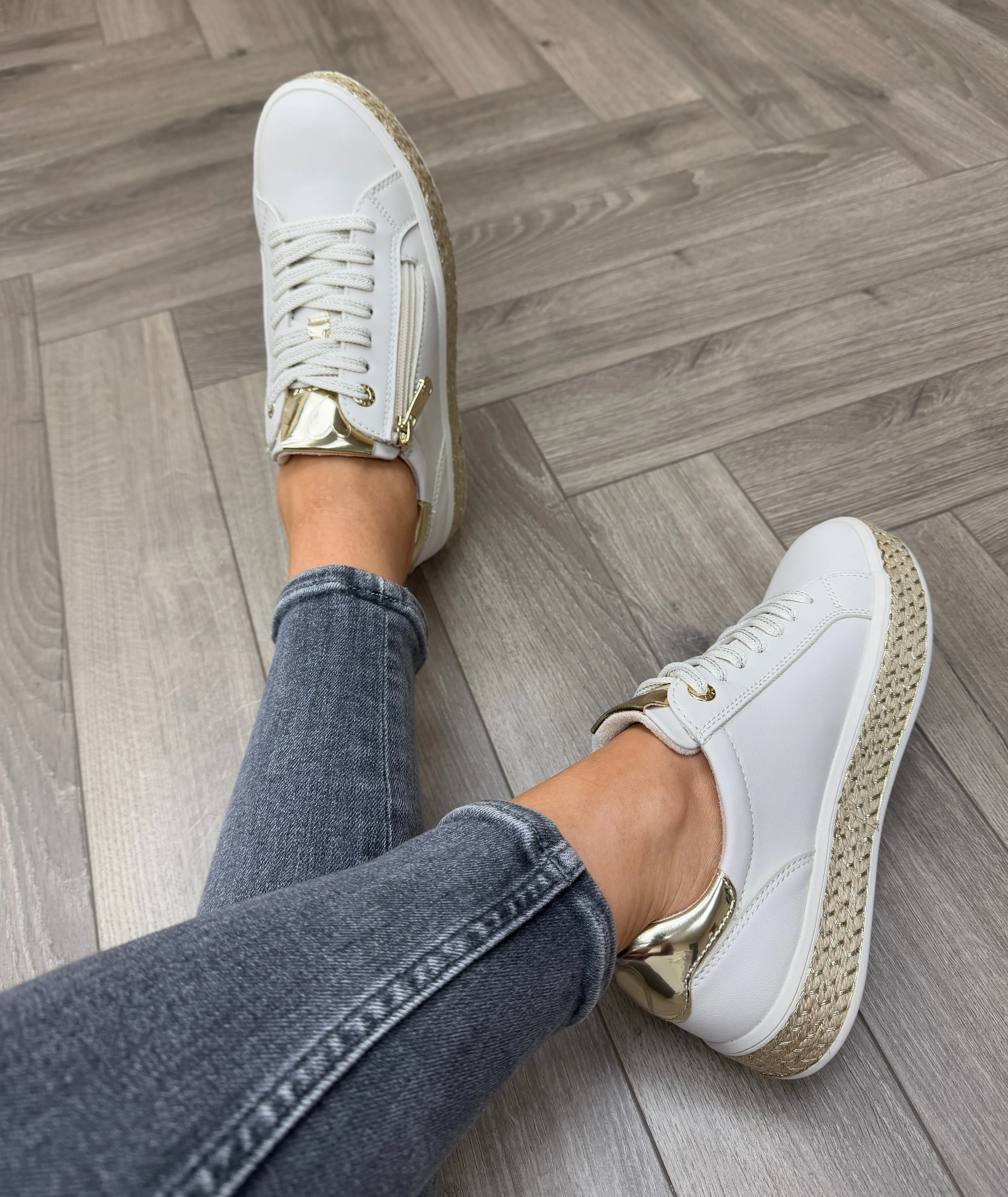 Marco Tozzi (SS25) Trainer With Espadrille Sole 23715 - Cream Comb (MT15)