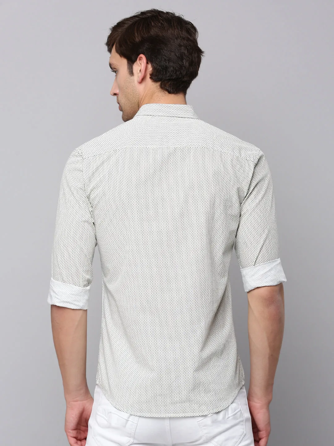 Men Cream Comfort Striped Cotton Casual Shirt