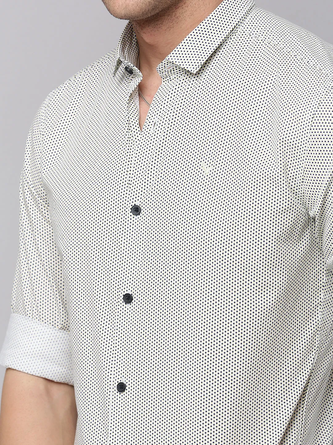 Men Cream Comfort Striped Cotton Casual Shirt