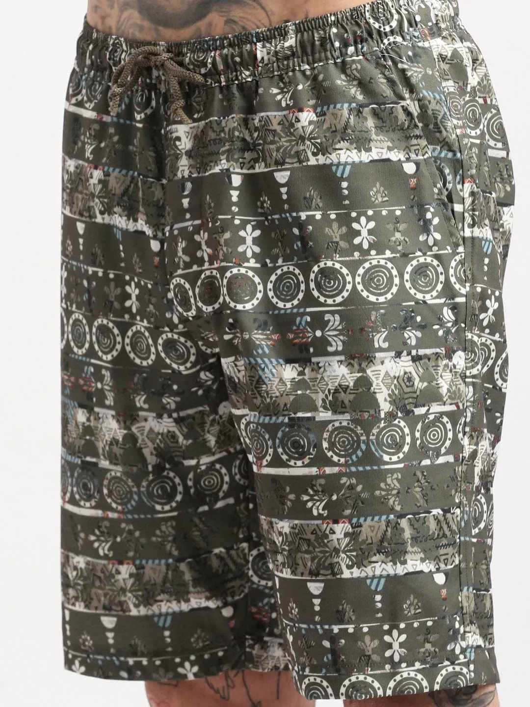 Men Graphic Printed Cuban Collar Green Co Ords Set
