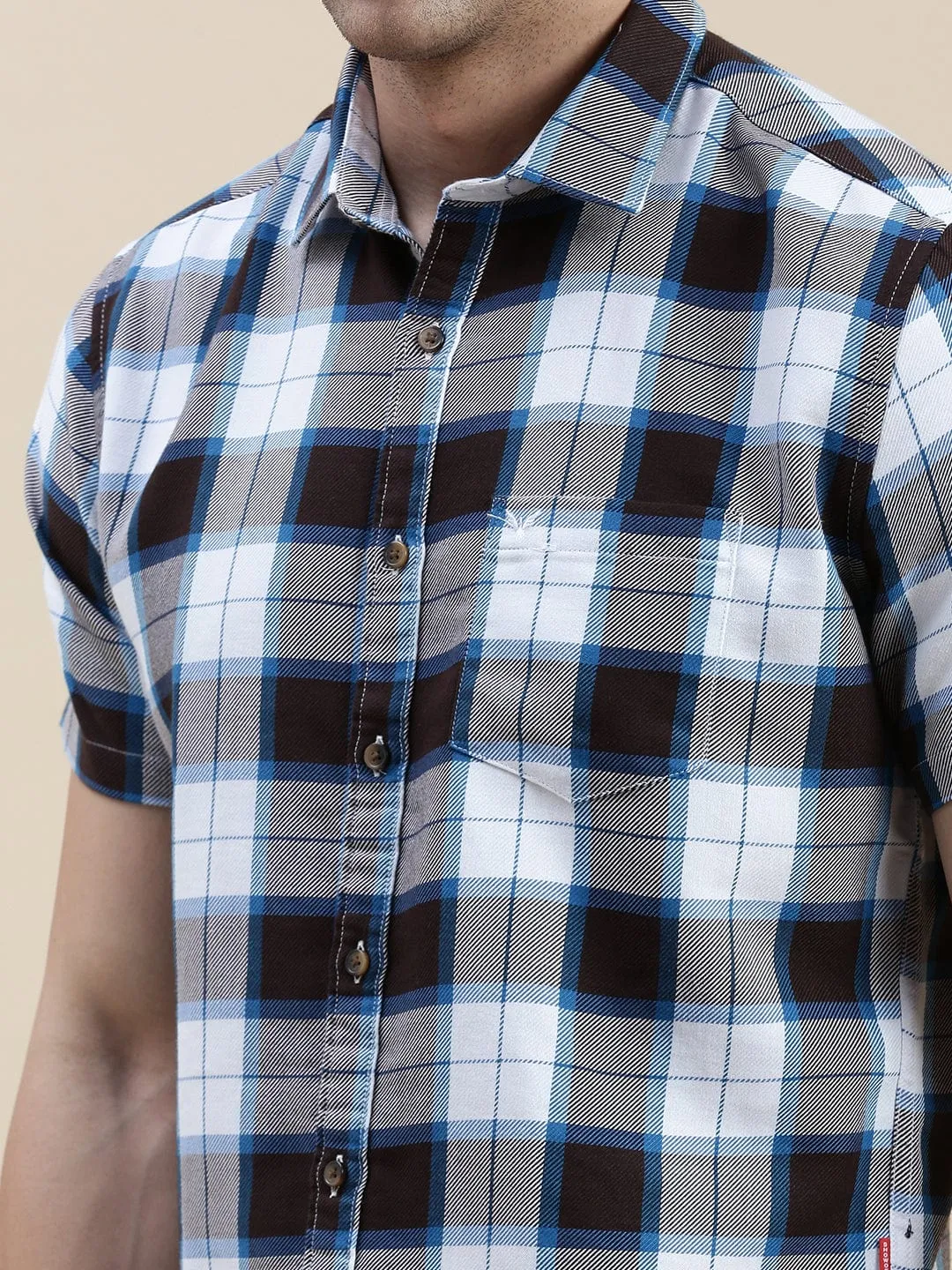Men Multi Standard Slim Fit Checked Spread Collar Cotton Casual Shirt
