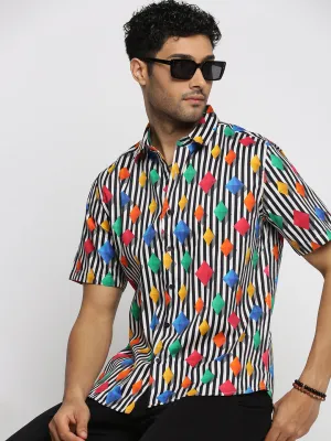 Men Multi Vertical Striped Smart Slim Fit Cotton Casual Shirt