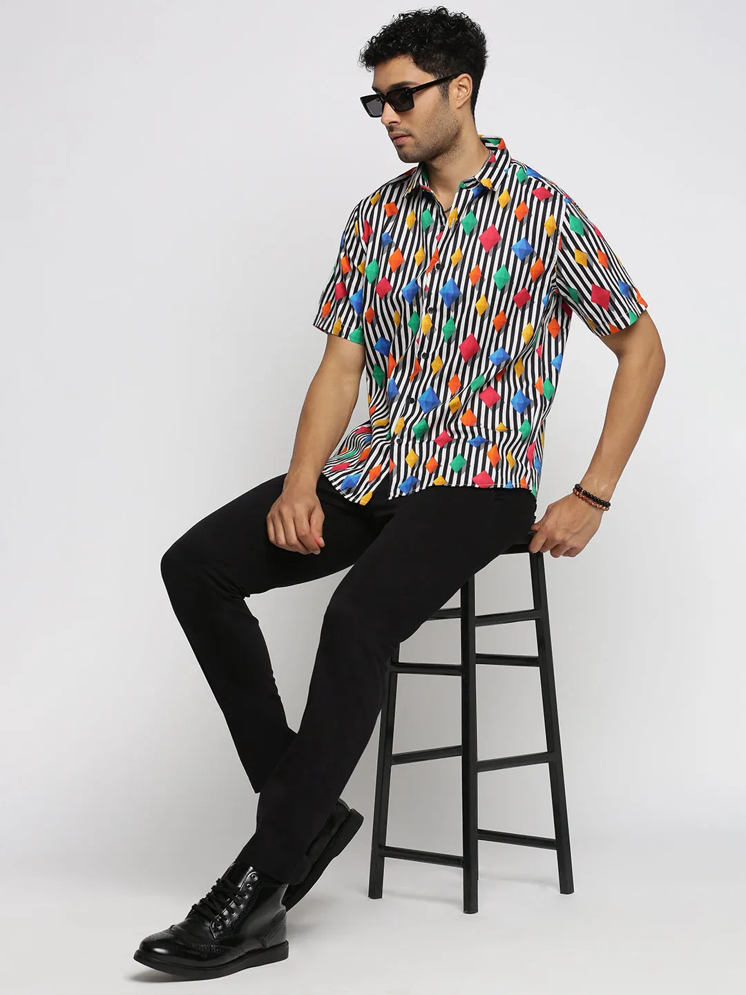 Men Multi Vertical Striped Smart Slim Fit Cotton Casual Shirt