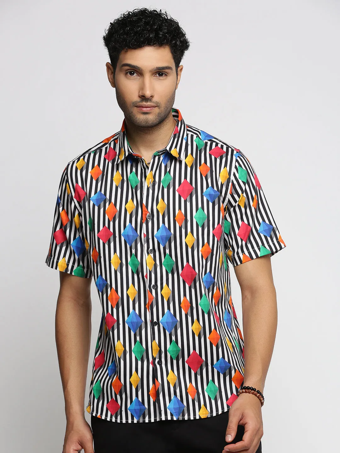 Men Multi Vertical Striped Smart Slim Fit Cotton Casual Shirt