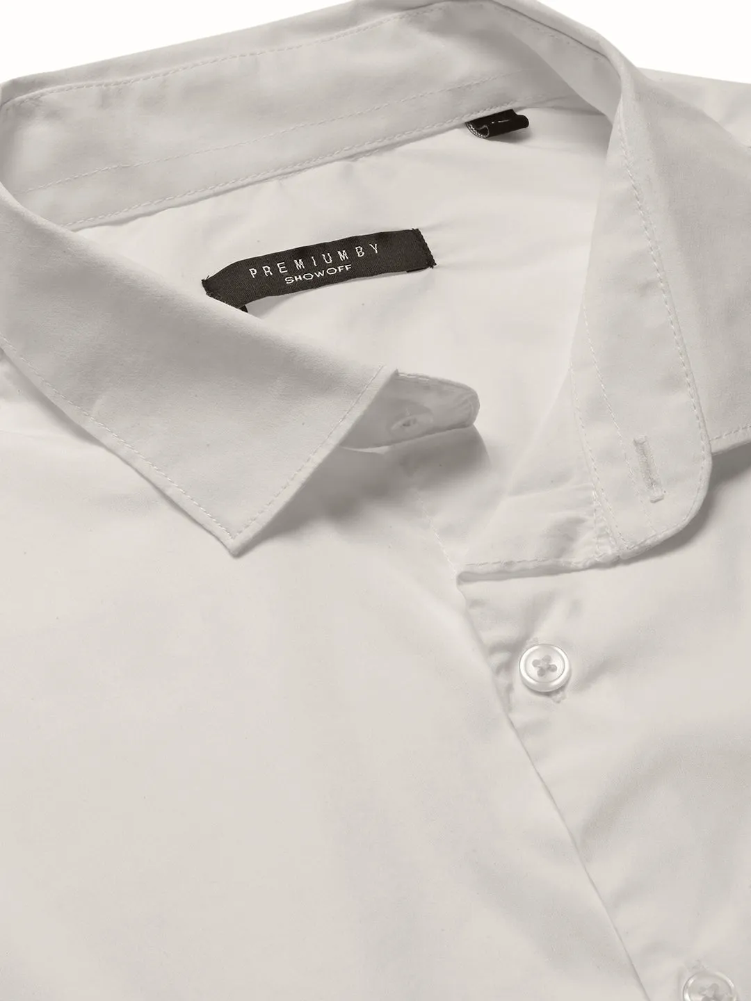 Men White Slim Fit Long Sleeves Cotton Casual Shirt