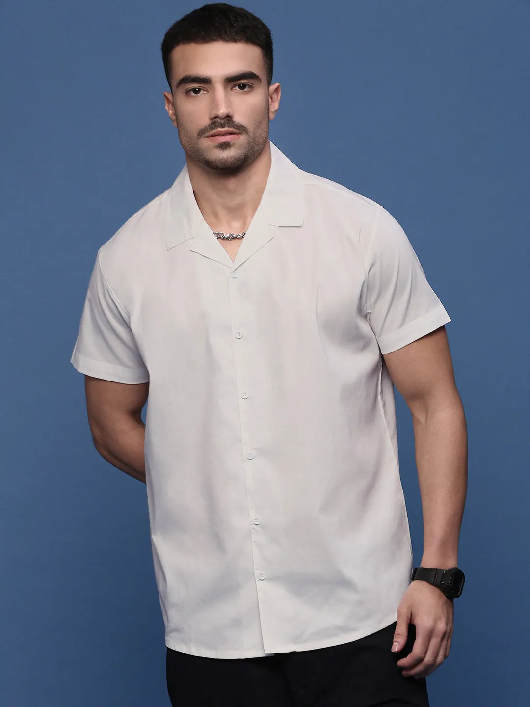Men White Standard Opaque Casual Shirt