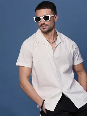 Men White Standard Opaque Casual Shirt