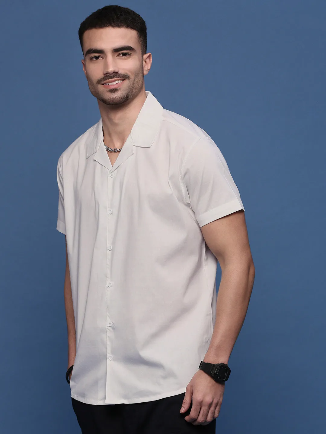 Men White Standard Opaque Casual Shirt