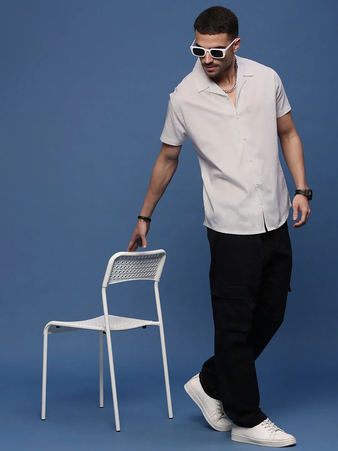 Men White Standard Opaque Casual Shirt