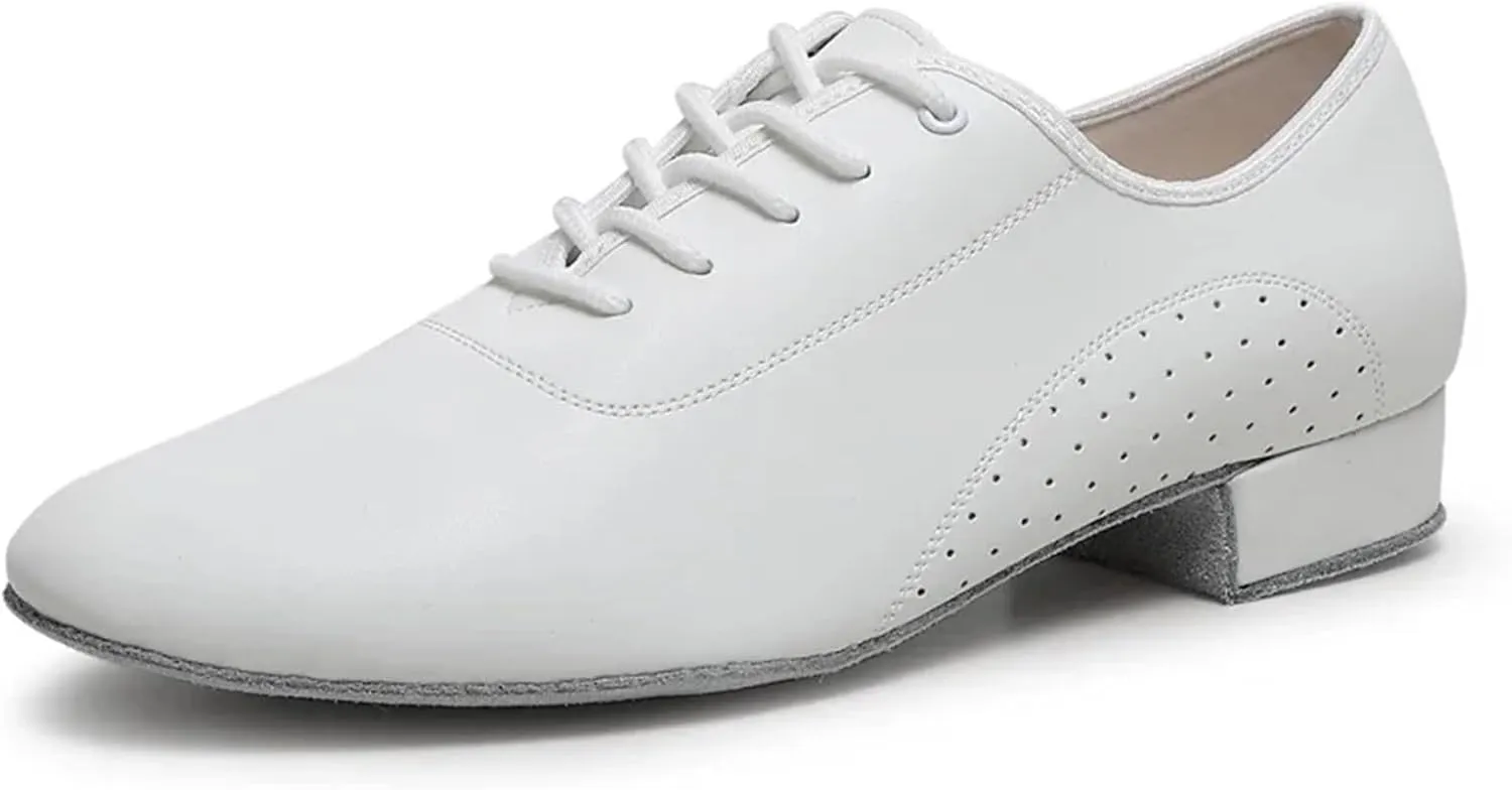 Men's Latin Dance Shoes White Black PU Leather Men's Ballroom Dance Shoes Salsa Tango Dance Shoes Latin Dance Shoes Men