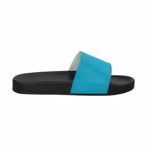 Mens Slide Sandals - Blue Green Flip Flops by inQue.Style